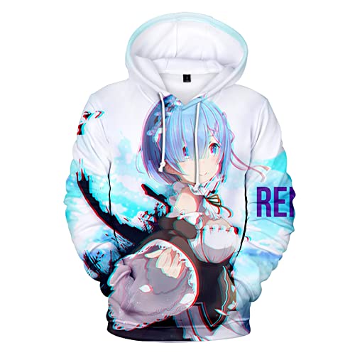 Unisex Anime Re:Life in a Different World from Zero Sudadera con Capucha Rem Graphics Pullover Emilia Casual Sudadera de Manga Larga Cover
