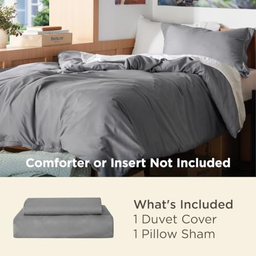 Image of Bedsure Twin /Twin XL Duvet Cover, Soft Double Brushed Bedding Set, Grey | For Kids & Adults, 68 inchx90 inch Comforter Cover, Hotel Luxury, All Season, Breathable, Easy Care, Lightweight, Zipper Closure