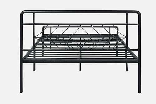Image of Vara Metal Queen Size Bed Without Storage | Wrought Iron Double Bed with Headboard & Footboard | Sturdy Powder Coated Platform Bed Queen Size Cot for BedroomLivingRoom Black (75x60)