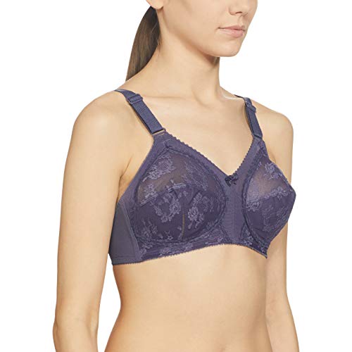Image of Triumph International Doreen Bra For Women Non Wired Non Padded Wireless Bra Full Coverage Raschel Lace Lingerie Classic High Center Bridge Support Wide Straps Big Cup Bra for Larger Busts Pack Of 1