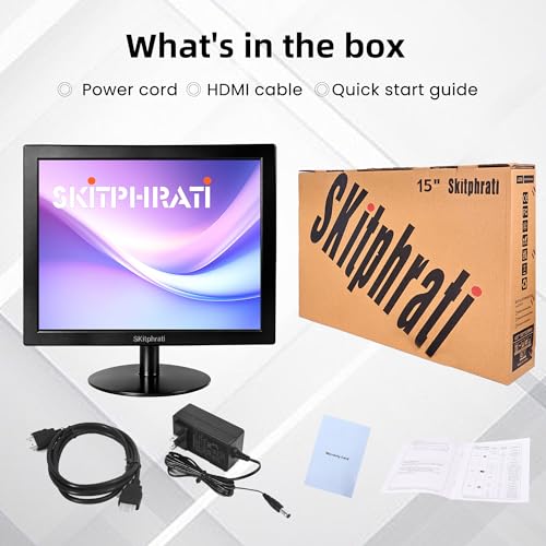 Image of SKitphrati 15 Inch Monitor HD 1024 * 768 Screen with VGA, HDMI, 4:3 Aspect Ratio, 60 Hz, VESA Mountable, TN Panel Monitor for PC, Computer, Laptop, Raspberry Pi, Black