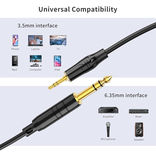 Cable de audio estéreo 1/8 a 1/4 de 3.3 pies miniatura 5