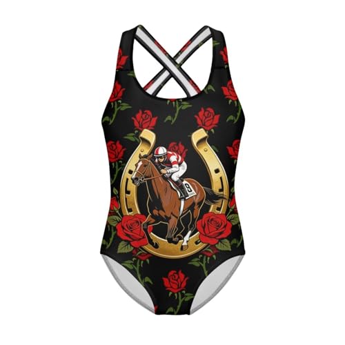 Image of WELLFLYHOM Girls Bathing Suits Size 5-14 One Piece Cross Back Swimsuit Sleeveless Full Coverage Swimwear for Beach Swimming