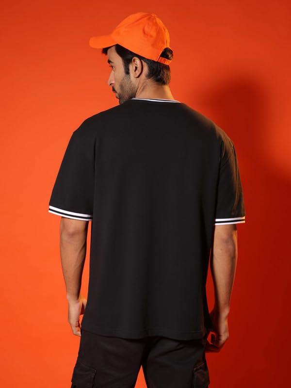 Image of SUBTRACT Round Neck Oversized T Shirt for Men | 100% Organic Cotton Oversized Tshirt | Contrast Rib Details & Comfort Fit