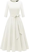 Dresstells Women's Vintage Cocktail Dress: 3/4 Sleeve A-Line Wedding Guest Formal Tea Party Midi Dress