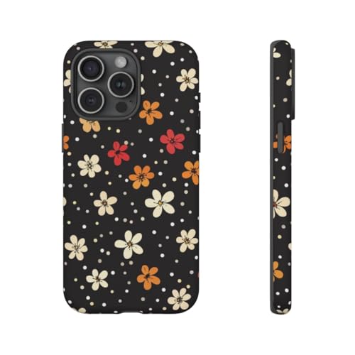 Coque rigide iPhone 15 Pro Max mate à motif fleurs et pois colorés
