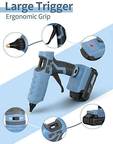 C P Chantpower 20V Cordless Hot Glue Gun Full Size With 12 Pcs Glue Sticks, Wireless Rechargeable Glue Gun With 1.5Ah Li-Ion Battery And Charger For Diy Projects, Arts, Crafts & Home Quick Repairs #TOP6