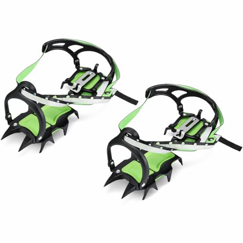 1 Paire de Crampons Antidérapants Universels 14 Dents en Acier pour Traction Optimale sur Neige et Glace - Semelles de Marche Hivernales Sécurisées pour...