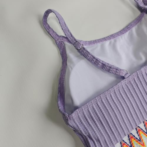 Image of Girls Swimsuit Two Piece Teen Bathing Suit High Waist Textured Bikini Set Woven Girls Swimwear 9-16Y