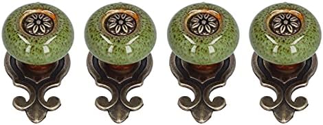 4 Set Zinc Alloy Round Cabinet Knob Drawer Pull Handle Green for Furniture Wardrobe Bathroom Hardware