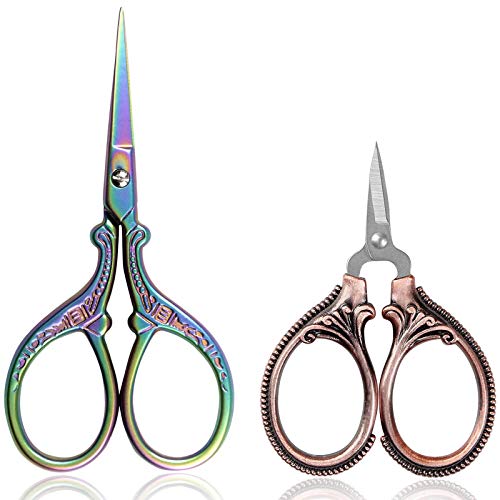 BIHRTC Mini Embroidery Scissors Sewing Crafting Scissors Sharp Tip Scissors Shears for Needlework Threading Craft Art Work DIY Tools Cross Sticth 3.6inch and 2.3 inch Scissors