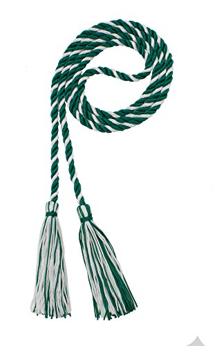 Image of Graduation Honor Cord - DK Green /White - Every School Color Available - Made in USA