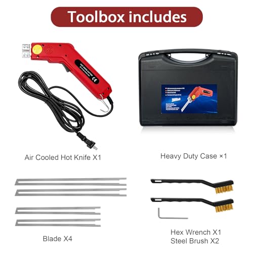 Toemics Toemics Electric Hot Knife Foam Cutter – 200W Styrofoam Cutting Tool, 4 Adjustable 50-500°C Blades for Polystyrene, Sponge, Crafts, and Insulation (Red) - Image 6