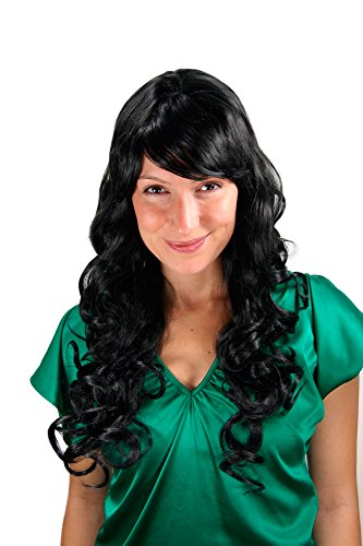 Peluca de pelo largo, negro, rizos largos 7633 1B 65cms