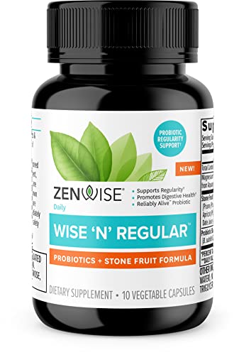 Zenwise Wise n' Regular Magnesium Vegan Probiotics - Constipation Protection and Digestive Relief with Prune, Apricot, and Date Juice for Women and Mens Digestive and Immune Health - 10 Count