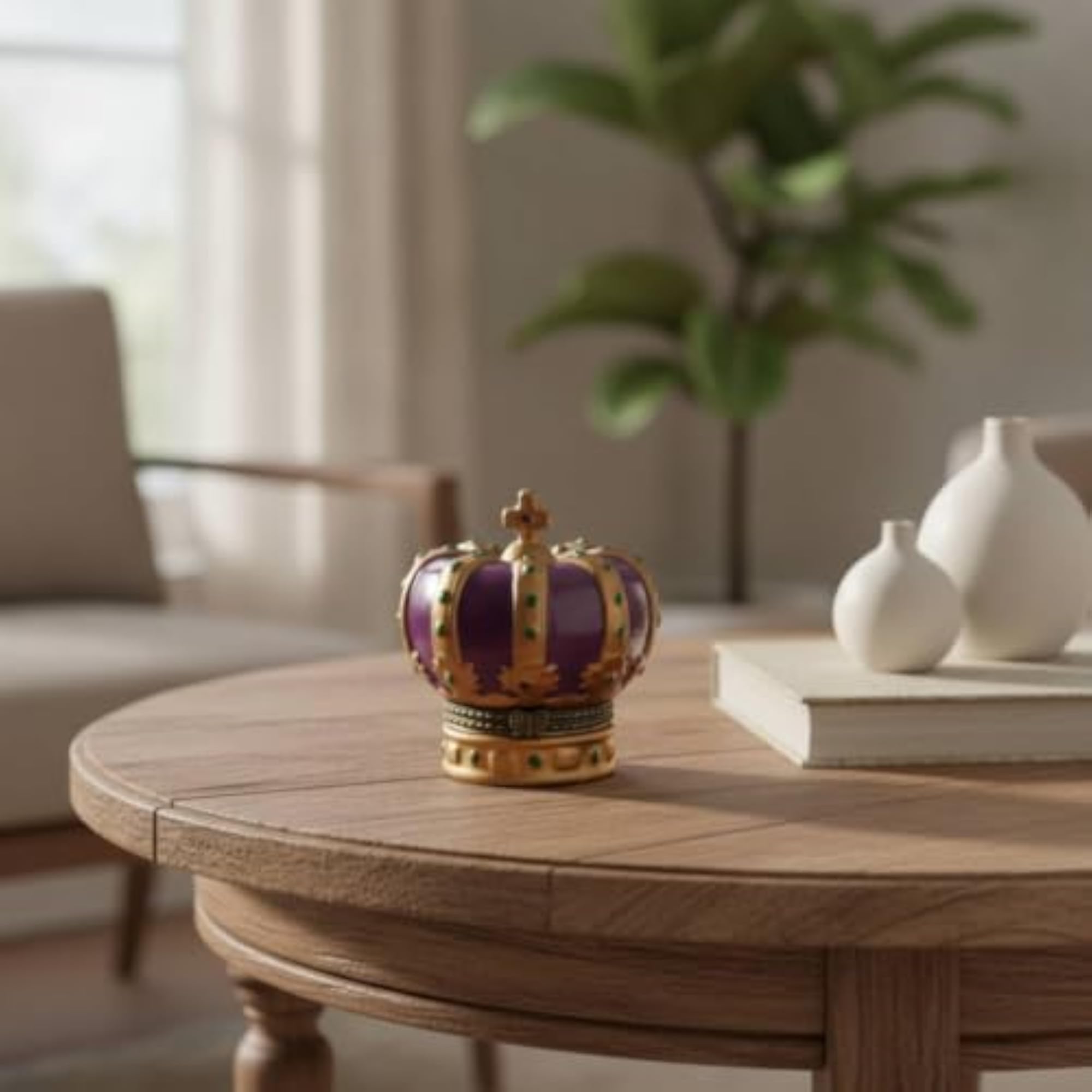 Hand-Painted Decorative Ceramic Jewelry Box with Figurine Lid
