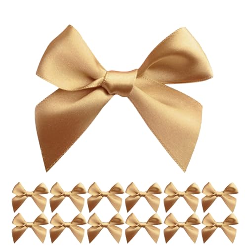 Ipetboom Cintas de Poliéster Ideales para Fiestas y Navidad 50 Piezas Diseño Creativo Dorado para Decoración de Bolsas de Dulces y Manualidades