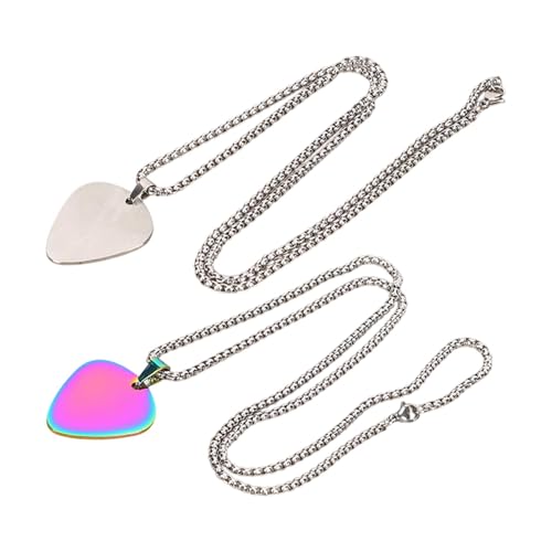 Collar de púa de guitarra para hombres, 2 collares de púa de guitarra, colgante en forma de púa de guitarra, collar de púa de guitarra, regalo interesante para guitarristas y amantes de la música