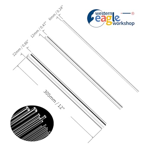 Image of 14 Pieces Clear Acrylic Round Rods Kit,Length 305mm Diameter 6mm 8pcs 12mm 4pcs 22mm 2pcs,Solid Rods DIY Model Materials Acrylic Round Rods for Model Making DIY Crafts