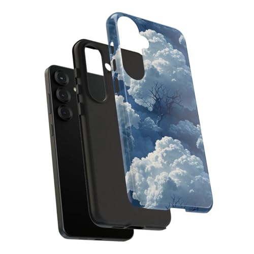 Coque Samsung S25 Plus motif nuage arbre 3D bleu rigide