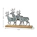Glitzhome Christmas Reindeer Table Decoration, 12.81 Inches Metal Reindeer Decor with Wood Base, Farmhouse Galvanized Deer Decor for Home Rustic Xmas Mantle Shelf Desk