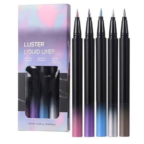 Juego de 5 líquidos multicolor para maquillaje de ojos, punta fina y precisa de larga duración