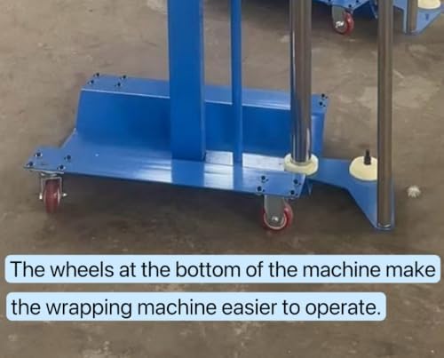 Pallet Wrapping Machine, Semi-Automatic Stretch Film Wrapper, Mobile with Wheels, Adjustable Height up to 74”, for Warehouse Shipping Packaging - Thumbnail 6