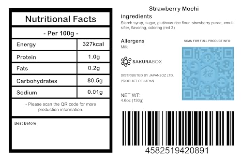 Seiki Japanese Mochi, Premium Traditional Rice Cakes, Wagashi Food Candy Sweets (Strawberry)