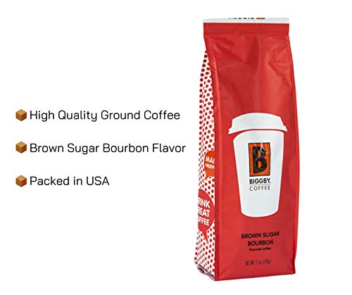 Ground Coffee By Biggby Coffee | Brown Sugar Bourbon Coffee Flavor 12Oz Bag | Medium Roast Coffee Grounds Bagged In Usa | Flavored Coffee Perfect For: Coffee Maker, Pour Over, & French Press #TOP1