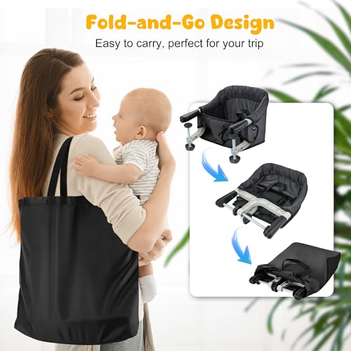 Hook On Chair, Portable Table High Chair, Folding Compact Baby Seat with Storage Bag for Indoor/Outdoor(Black) - Thumbnail 5