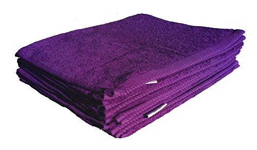 BY LORA Premium Terry Cotton Gym & Yoga Towel – Soft, Absorbent, Quick-Dry Towel for Exercise, Fitness, and Sports - Purple, Set of 4
