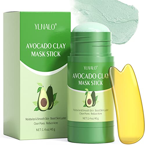 YLNALO Avocado Clay Stick Mask for Pores Cleansing Blackheads Remover, Clay Stick Moisturizing, Skin Brightening, Oil Control Acne Remover for All Skin Types of Men and Women