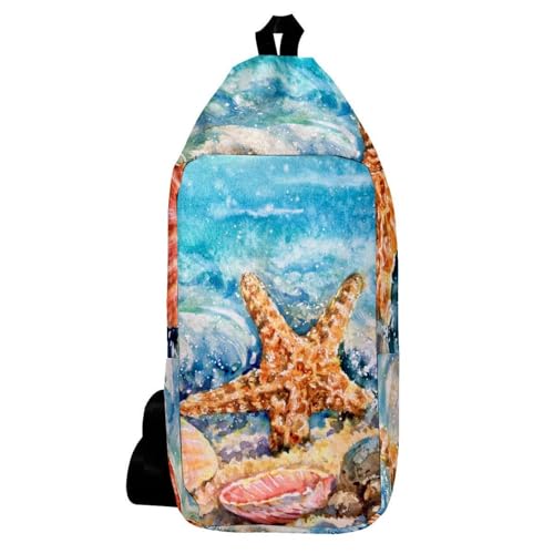 Sac à dos à bandoulière aquarelle coquillage pour homme et femme anti-encombrement