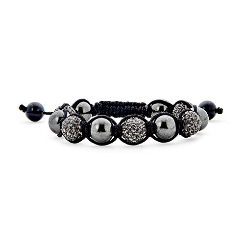 Bling Jewelry Bracelet Inspiré De Shamballa Avec Une Boule De Cristal Pavée D'Hématite Noire...