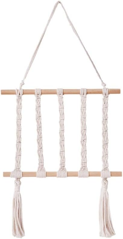 Macrame Wall Hanging Decor, Boho Hanging Photo Display,Macrame Hair Claw Clip Organizer, Headband Organizer Hair Clip Holder for Home Decor