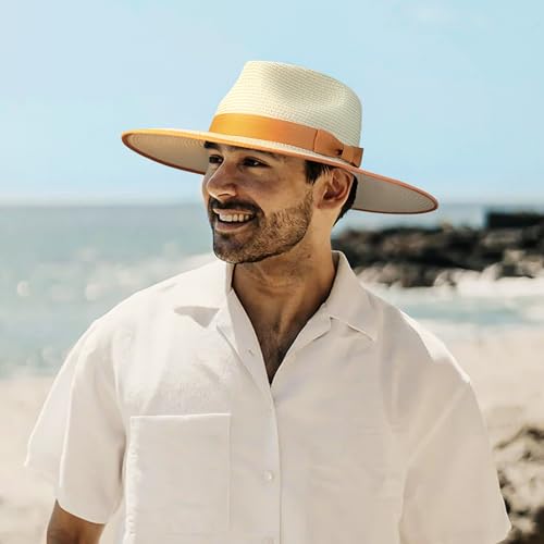 Sombrero unisex de ala ancha tipo panamá para sol miniatura 6