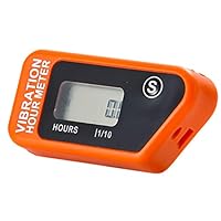 Digital Engine Stunde Meter komplett wasserfest zurücksetzbar Vibration Stunde kabellos für alle vibrierender Maschine Motocross Marine Motorrad 16B (Orange)