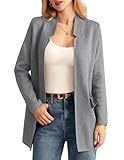 GRACE KARIN Womens 2025 Knit Sweater Blazer Grey Open Front Fall Fashion Cardigans Sweater Jacket Winter Clothing S