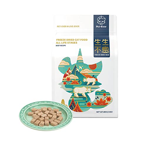 PET-EVER Freeze Dried Raw Cat Food - 60% Protein Rich Diet with 20% Low Fat Content for Adult Cats