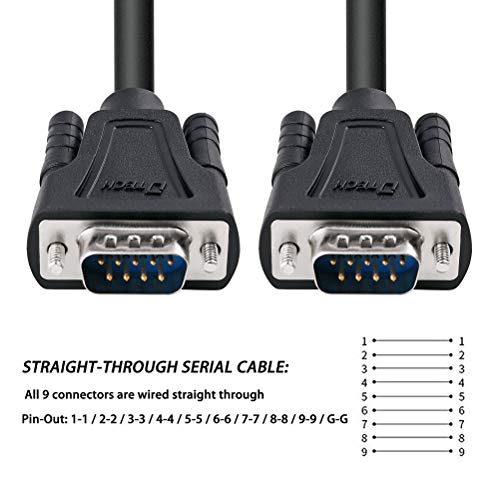 DTECH 1.5ft DB9 Serial Cable COM Port Male to Male RS232 Straight Through 9 Pin Data Cord (0.5 Meter, Black) by DTECH - Image 2