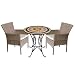 Produktbild Wohaga 3tlg. Sitzgruppe Gartenmöbel-Set Mosaiktisch Ø70cm + 2X Rattansessel, stapelbar, Polyrattan Natur, inkl. Kissen beige