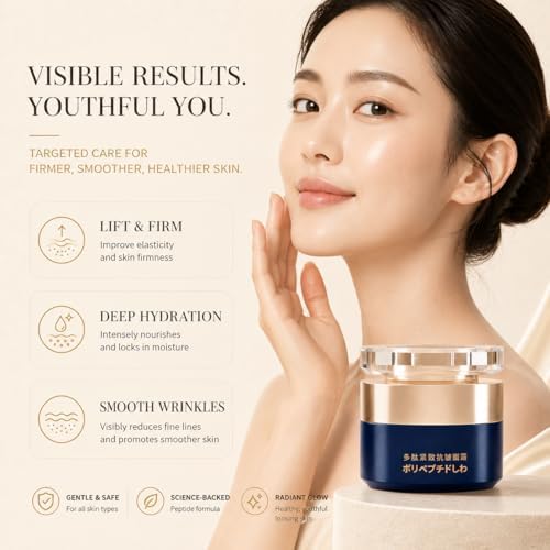 펩타이드 페이스 크림, 폴리펩타이드 타이트닝 주름 방지 크림, 얼굴, 목 및 눈을 위한 퍼밍 & 스무딩 모이스처라이저, 남성 및 여성용 고급 안티에이징 스킨 케어 — 사진 2