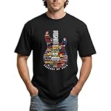 Legends of Rock Graphic T-Shirt, Vintage Guitar Design Tee, Unisex Music Lover Shirt (Large) Black