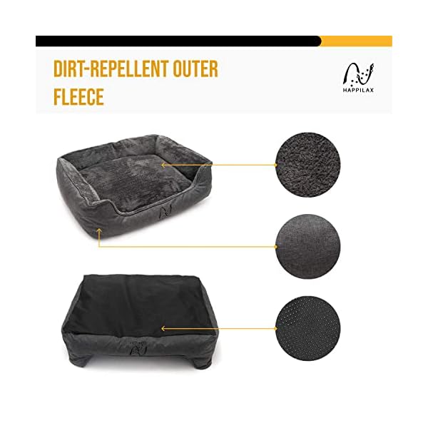 Happilax-Dog-Bed-Washable-Plush-Pillow-Dog-Bed-with-Removable-Cover-Raised-Edges-Small-to-Large-Dogs-Rectangular-Bolster-Pet-Bed-Grey Dog Bed with Washable Plush Pillow