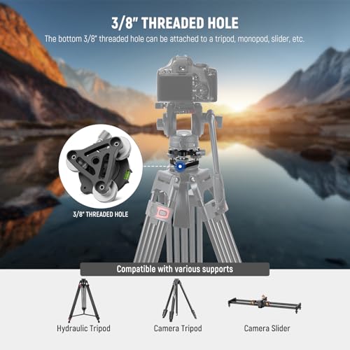 NEEWER Tripod Head Leveling Base Camera Leveler with Bowl Adapter, 3 Axis Wheel Metal Head with 3/8" Screw & Thread, +/-9° Precise Angle Adjustment for Macro Panoramic Photography, Max Load 33lb, LP66 by NEEWER - Image 5