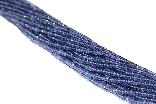 Faceted iolite rondelle bead strand 13” de qualité supérieure pour bijoux fins