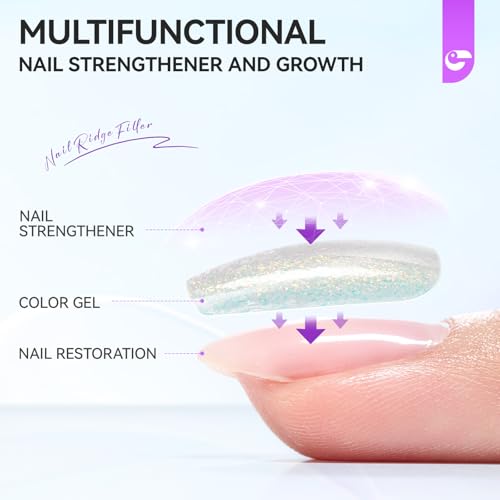 Gelike ec Nagelhärter Wachstums Nagel Rillenfüller: 6 in 1 Perlglanz Weiß Nagelverstärker Reparatur für Dünne Beschädigte und Brüchige Nägel