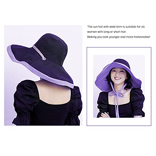 Extra Large Brim Beach Reversible Sun Hat Women Floppy Upf 50+Uv Breathable Cap Purple #TOP4