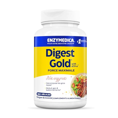 Enzymedica, Digest Gold, Formule Enzymatique À Action Rapide, Réduit Gaz Et Ballonnements, Améliore L'Absorption Des Nutriments Et L'Énergie, Sans Gluten,...