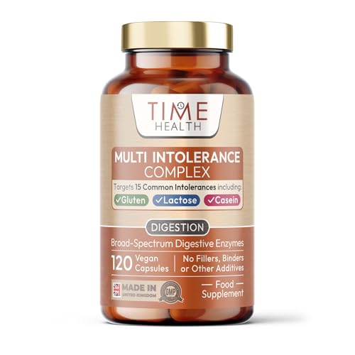 Digestive Enzymes - Comprehensive Food Intolerance Complex - Targets Multiple Intolerances Including Gluten, Lactose & Casein - UK Made - Zero Additives - 120 Capsules